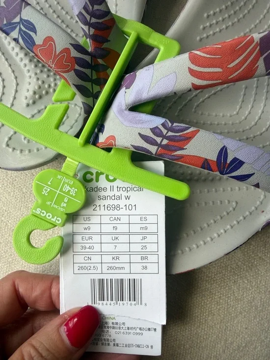 CROCS White Flip Sandals with Multicolor Floral Straps - Picture 3 of 5